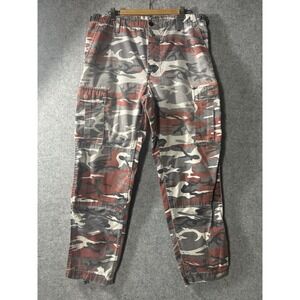 Vintage 90s Red Gray Urban Camo Cargo Pants Mens 34x29 Hip Hop USA Military Y2K